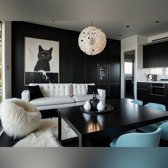 HANDCRAFTED  digital art print Modern Black and White Living Room Art NWT - Picture 3 of 11